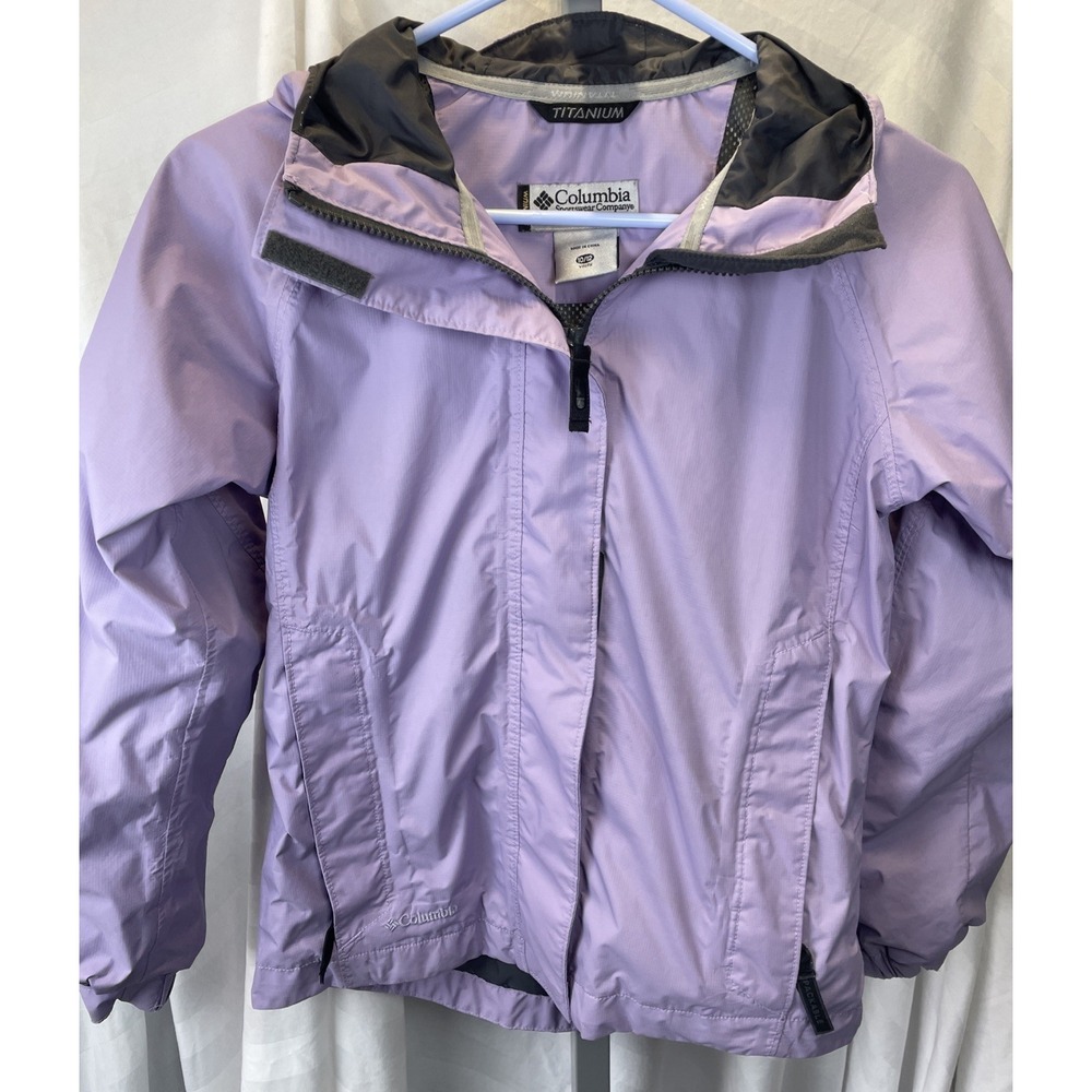 Columbia Sportswear Girls Purple Titanium Waterproof Windbreaker Size 10/12 Hood